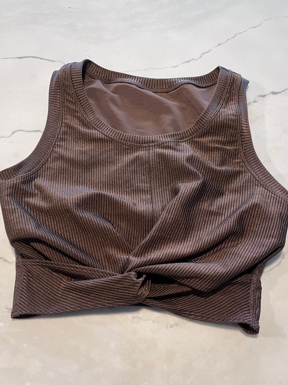 Women’s Ribbed Twist-Front Tank Top - Brown